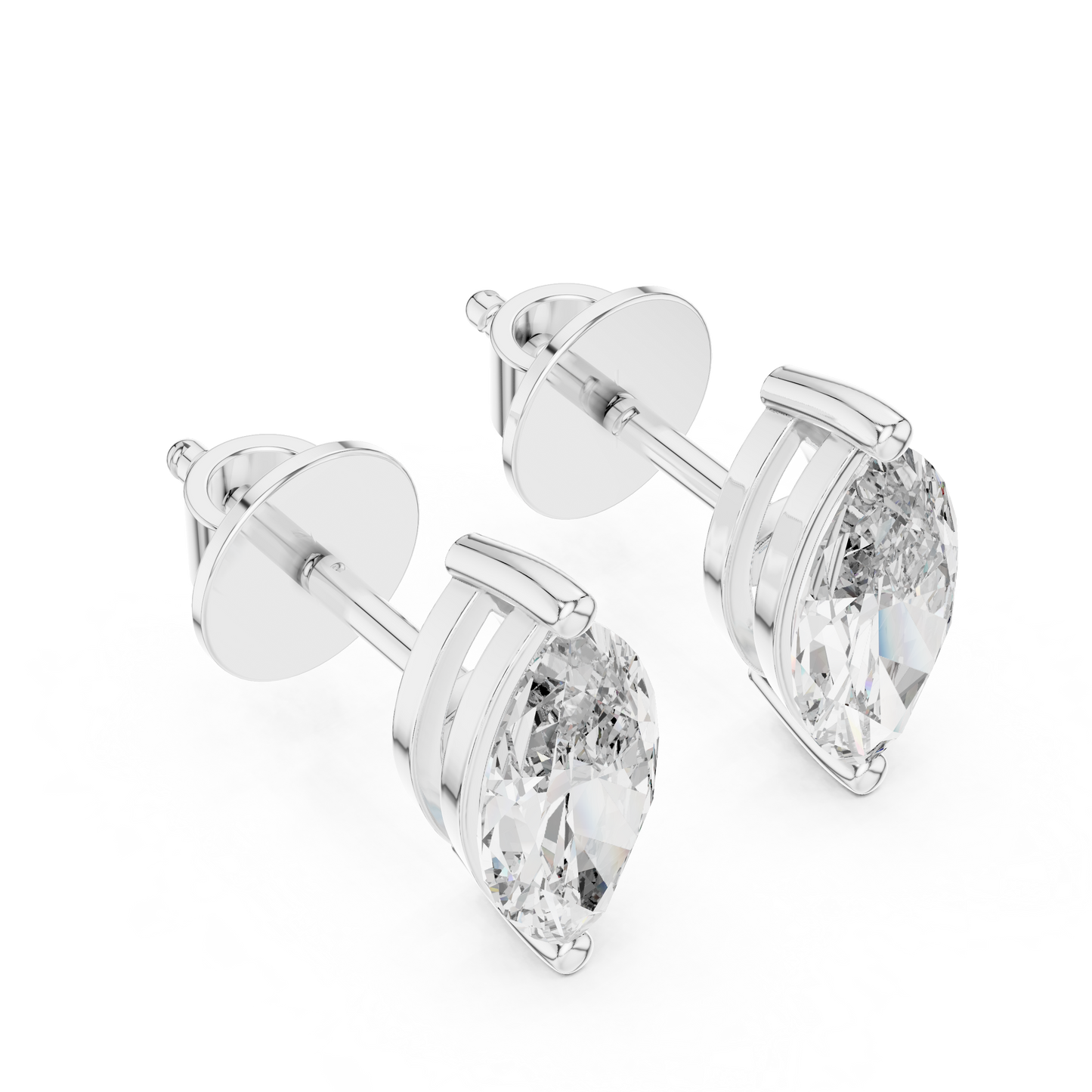 Marquise Lab Grown Diamond Stud Earrings | Classic Two-Prong Vertical Style | 10K, 14K, and 18K Gold