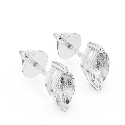 Marquise Lab Grown Diamond Stud Earrings | Classic Two-Prong Vertical Style | 10K, 14K, and 18K Gold