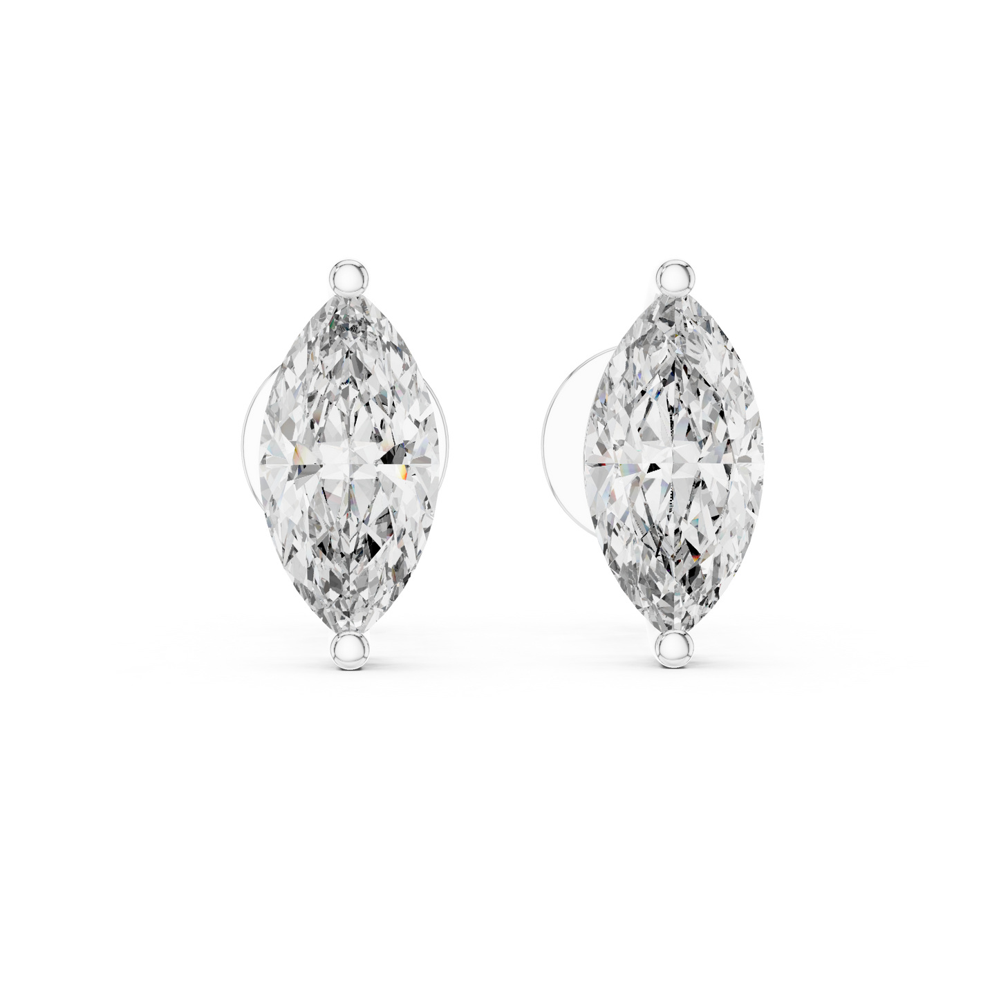 Marquise Lab Grown Diamond Stud Earrings | Classic Two-Prong Vertical Style | 10K, 14K, and 18K Gold