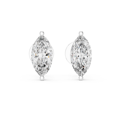 Marquise Lab Grown Diamond Stud Earrings | Classic Two-Prong Vertical Style | 10K, 14K, and 18K Gold