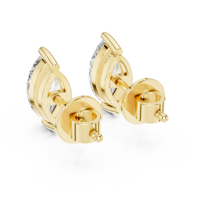 Marquise Lab Grown Diamond Stud Earrings | Classic Two-Prong Vertical Style | 10K, 14K, and 18K Gold