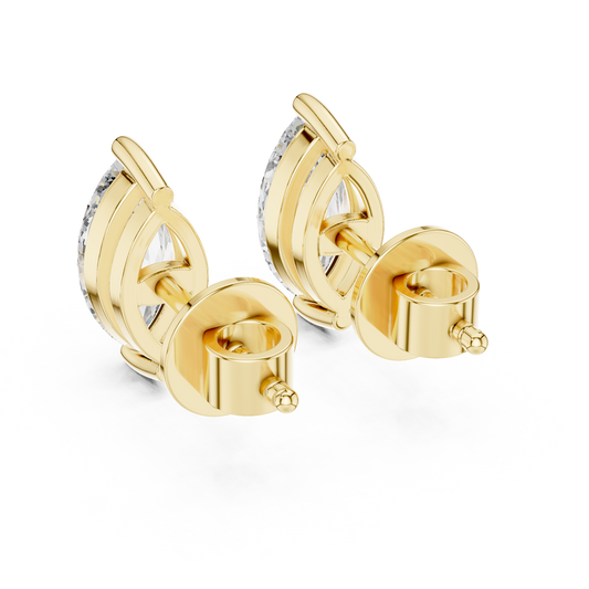Marquise Lab Grown Diamond Stud Earrings | Classic Two-Prong Vertical Style | 10K, 14K, and 18K Gold