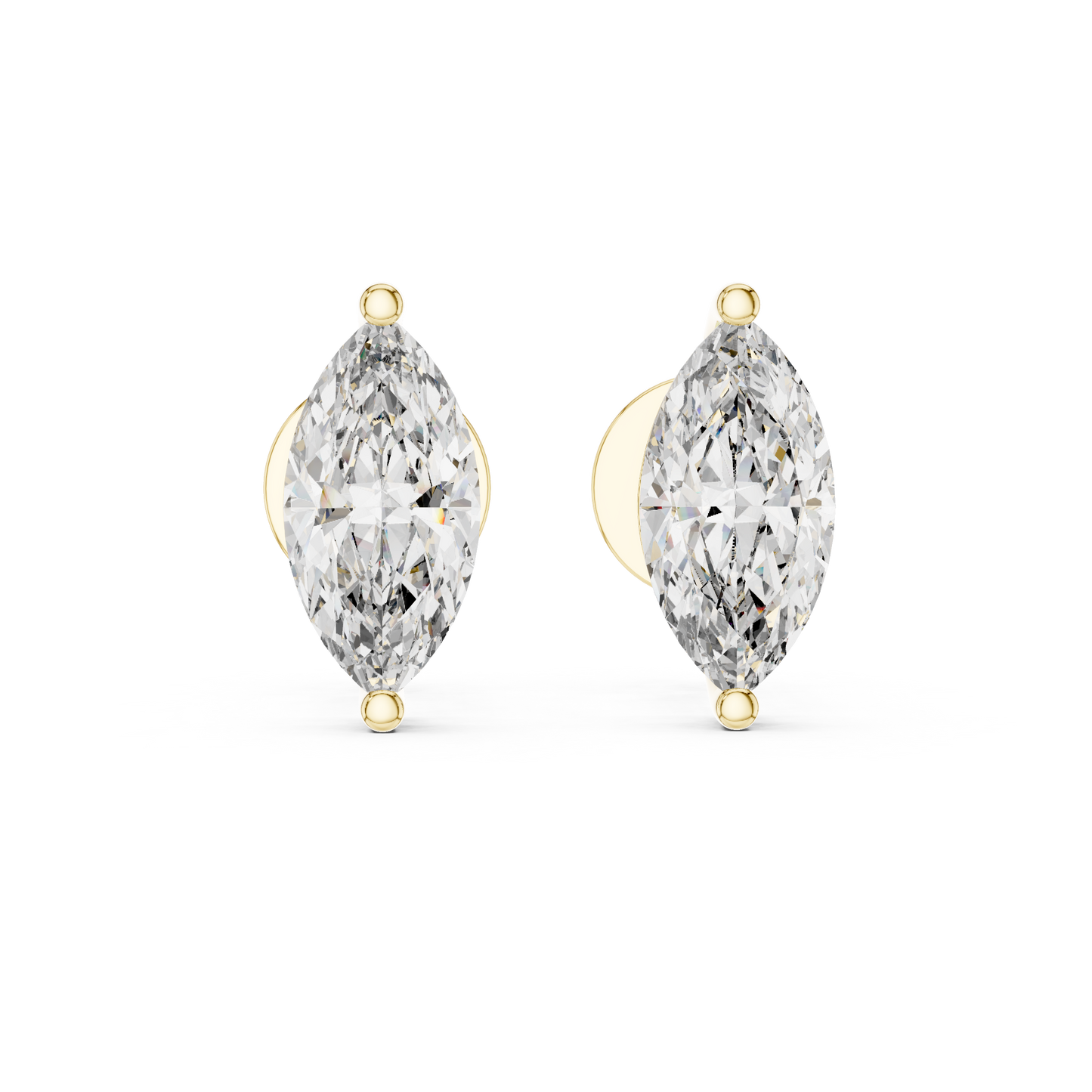 Marquise Lab Grown Diamond Stud Earrings | Classic Two-Prong Vertical Style | 10K, 14K, and 18K Gold