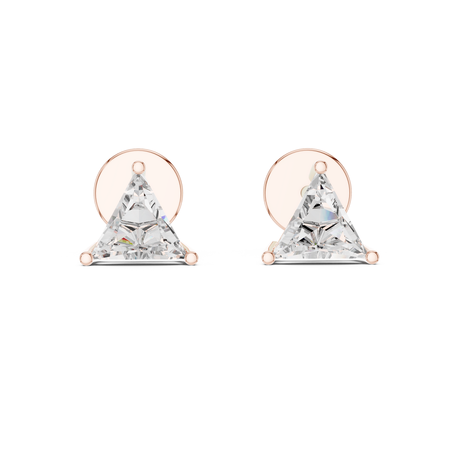 Trilliant Lab Grown Diamond Stud Earrings | Classic Three-Prong Basket Style | 10K, 14K, and 18K Gold