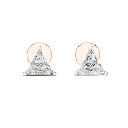 Trilliant Lab Grown Diamond Stud Earrings | Classic Three-Prong Basket Style | 10K, 14K, and 18K Gold