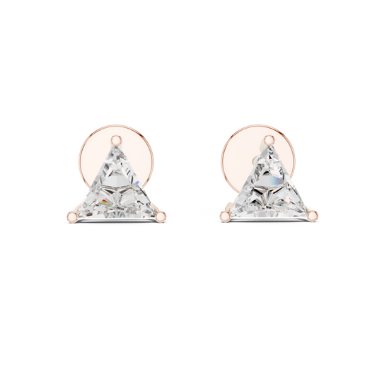 Trilliant Lab Grown Diamond Stud Earrings | Classic Three-Prong Basket Style | 10K, 14K, and 18K Gold