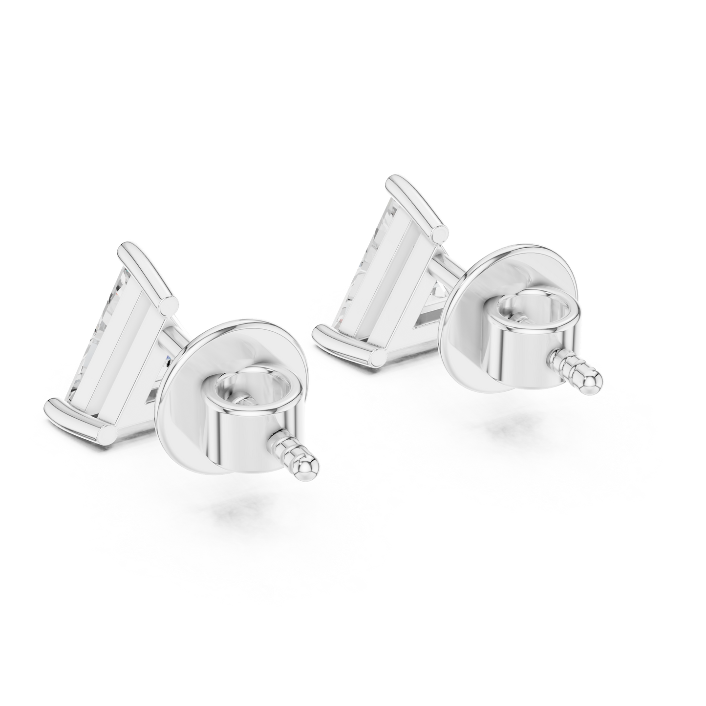 Trilliant Lab Grown Diamond Stud Earrings | Classic Three-Prong Basket Style | 10K, 14K, and 18K Gold
