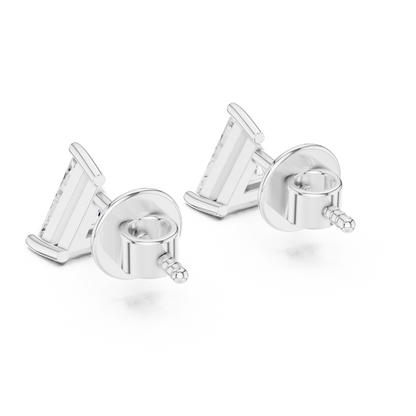 Trilliant Lab Grown Diamond Stud Earrings | Classic Three-Prong Basket Style | 10K, 14K, and 18K Gold