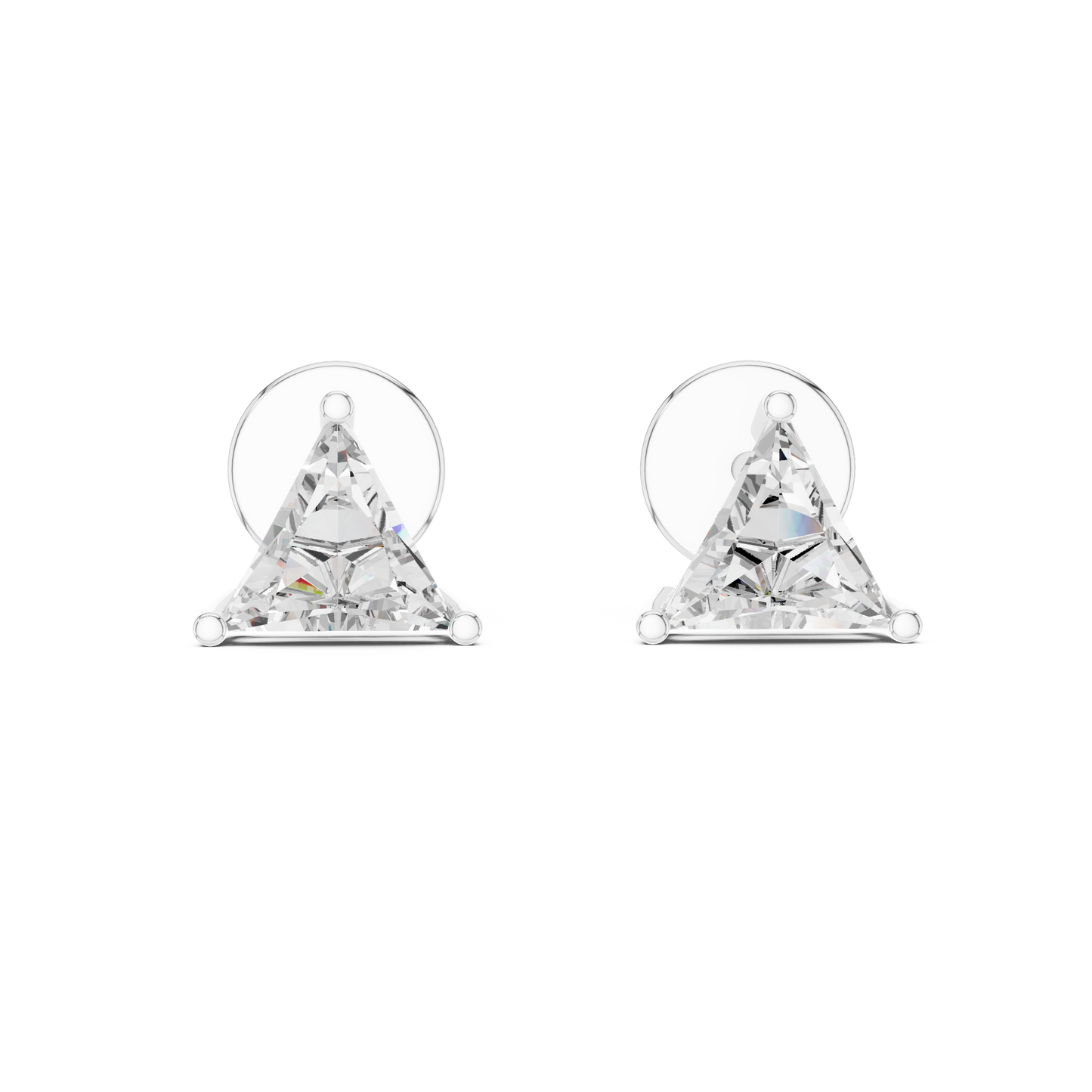 Trilliant Lab Grown Diamond Stud Earrings | Classic Three-Prong Basket Style | 10K, 14K, and 18K Gold