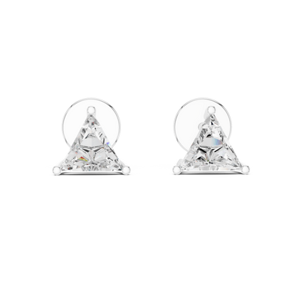 Trilliant Lab Grown Diamond Stud Earrings | Classic Three-Prong Basket Style | 10K, 14K, and 18K Gold