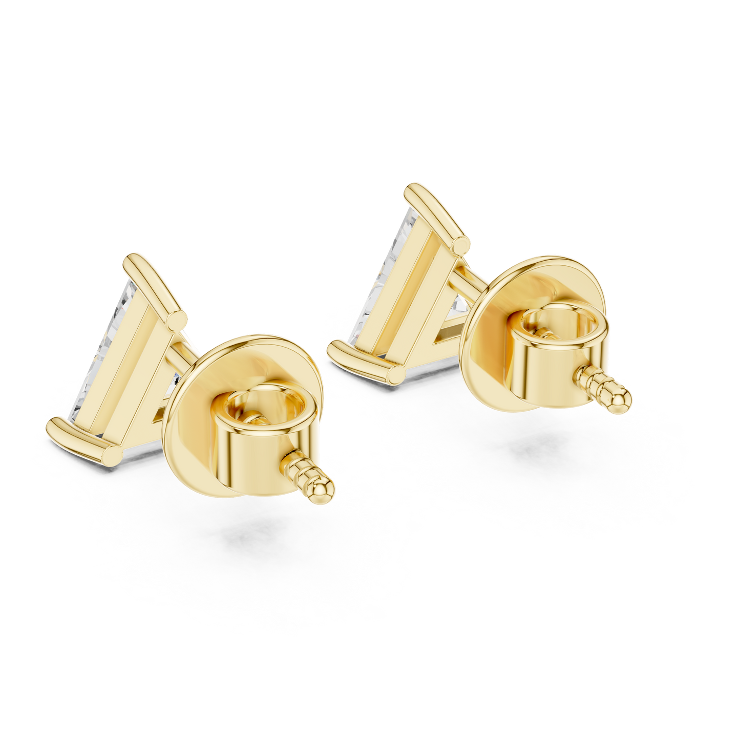 Trilliant Lab Grown Diamond Stud Earrings | Classic Three-Prong Basket Style | 10K, 14K, and 18K Gold