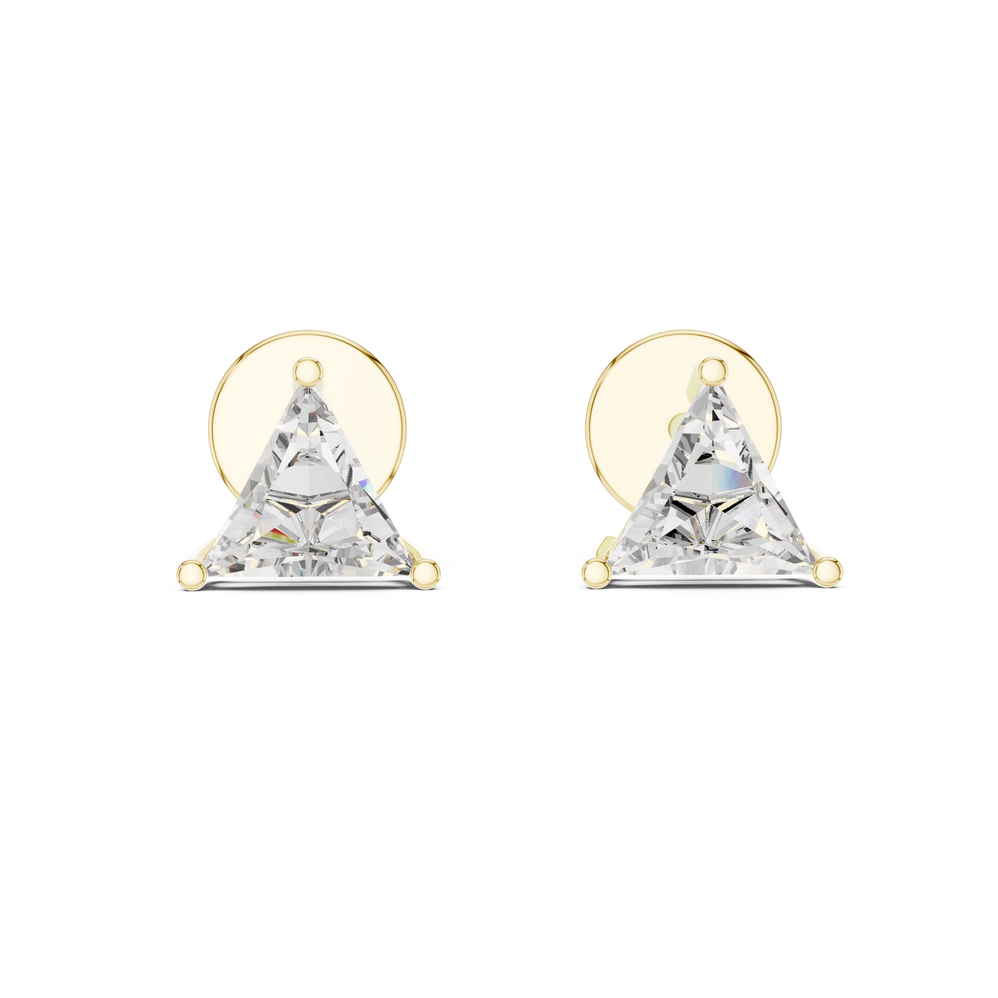Trilliant Lab Grown Diamond Stud Earrings | Classic Three-Prong Basket Style | 10K, 14K, and 18K Gold