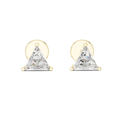Trilliant Lab Grown Diamond Stud Earrings | Classic Three-Prong Basket Style | 10K, 14K, and 18K Gold