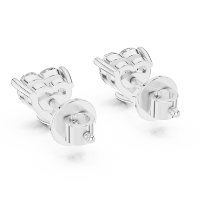 Heart Shape Lab Grown Diamond Stud Earrings | Classic Three-Prong Setting | 10K, 14K, and 18K Gold
