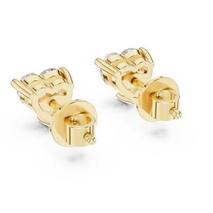 Heart Shape Lab Grown Diamond Stud Earrings | Classic Three-Prong Setting | 10K, 14K, and 18K Gold