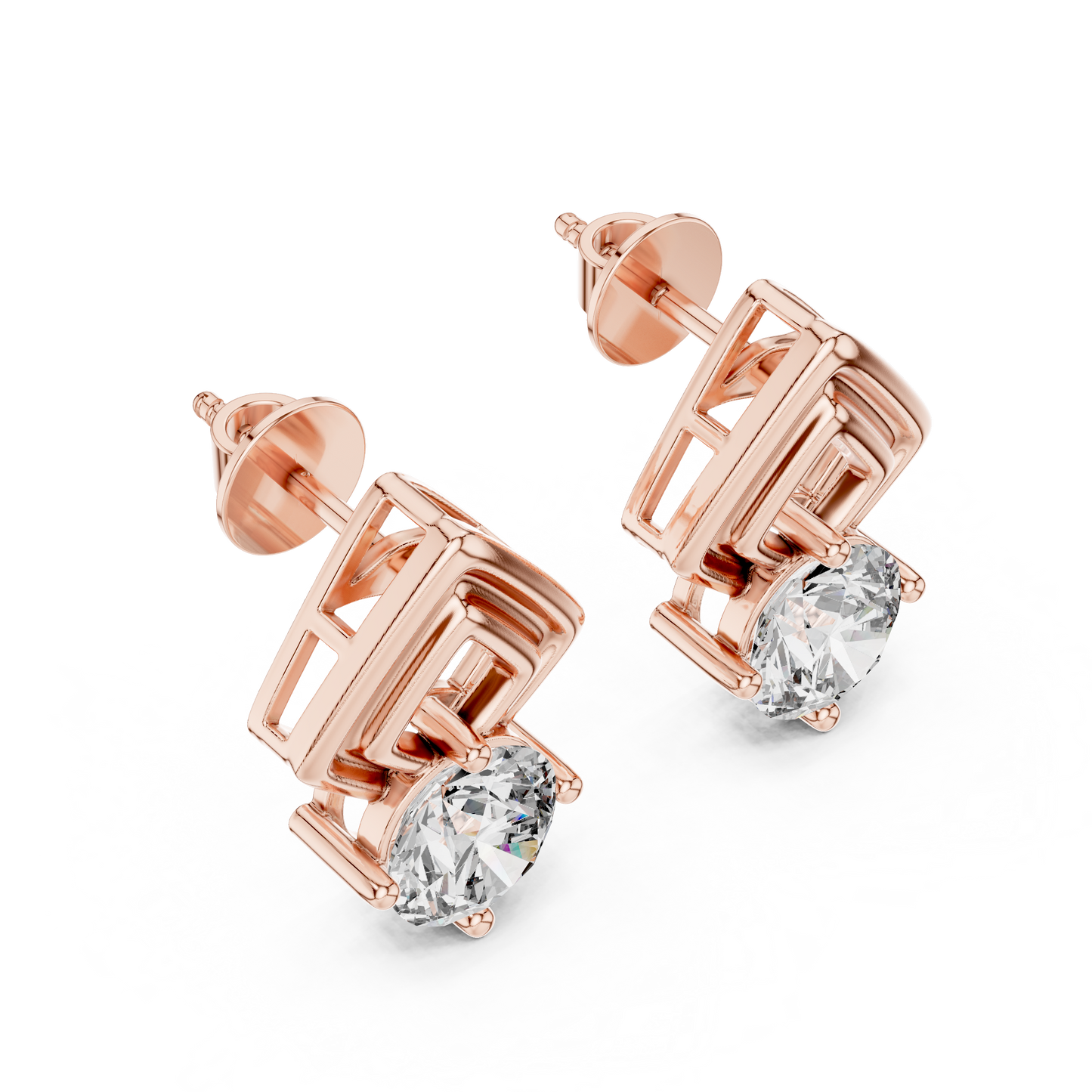 Round Lab Grown Diamond Solitaire Engagement Ring | Petal-Inspired Six-Prong Setting | 10K, 14K, and 18K Gold