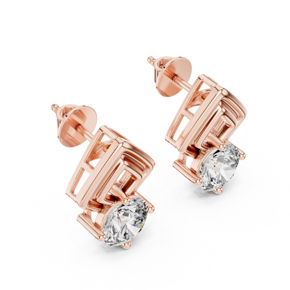 Round Lab Grown Diamond Solitaire Engagement Ring | Petal-Inspired Six-Prong Setting | 10K, 14K, and 18K Gold