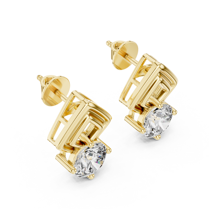 Round Lab Grown Diamond Solitaire Engagement Ring | Petal-Inspired Six-Prong Setting | 10K, 14K, and 18K Gold