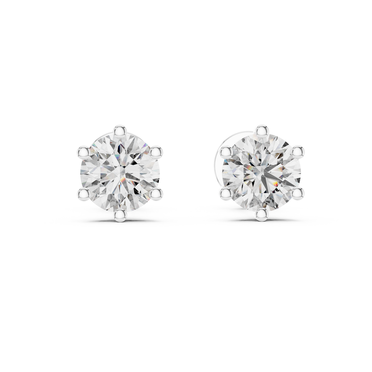 Round Lab Grown Diamond Six-Prong Stud Earrings | Classic Tulip Basket Style | 10K, 14K, and 18K Gold