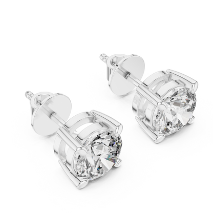 Round Lab Grown Diamond Stud Earrings | Elegant Four-Prong Crown Style | 10K, 14K, and 18K Gold