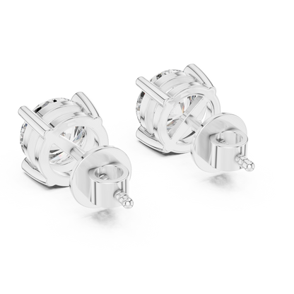 Round Lab Grown Diamond Stud Earrings | Elegant Four-Prong Crown Style | 10K, 14K, and 18K Gold
