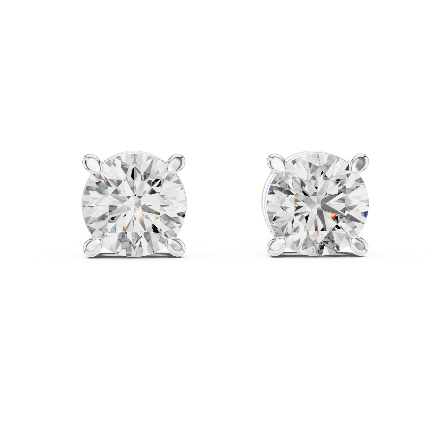 Round Lab Grown Diamond Stud Earrings | Elegant Four-Prong Crown Style | 10K, 14K, and 18K Gold