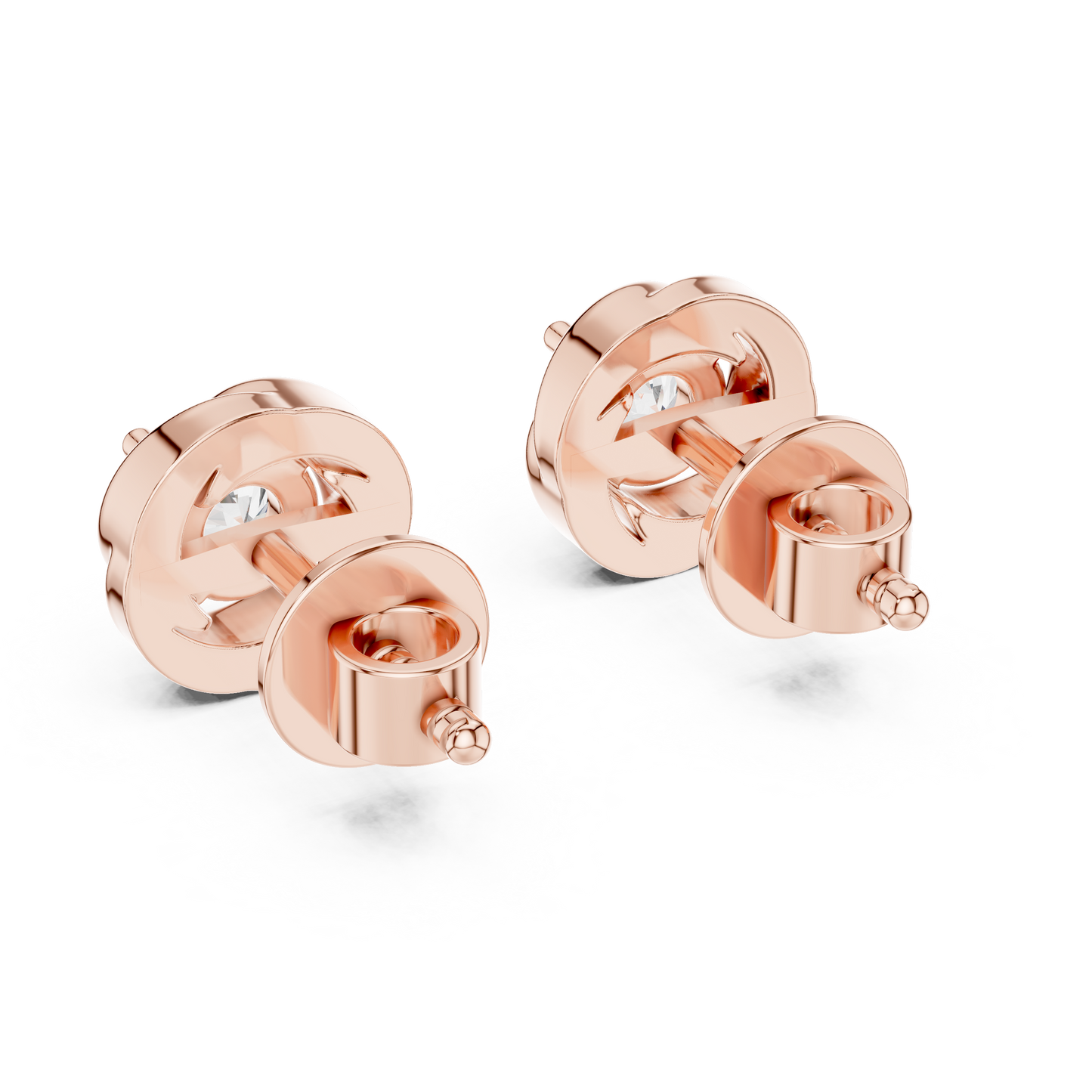 Round Lab Grown Diamond Spiral Stud Earrings | Modern Twist Solitaire Style | 10K, 14K, and 18K Gold
