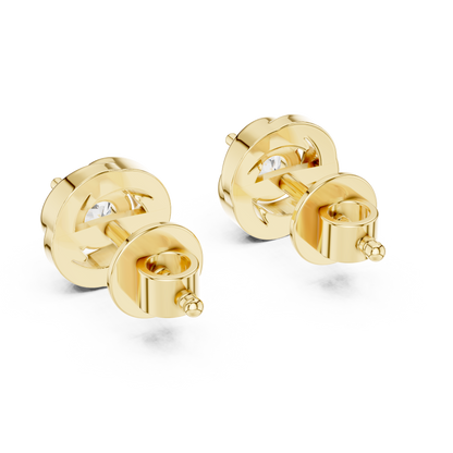 Round Lab Grown Diamond Spiral Stud Earrings | Modern Twist Solitaire Style | 10K, 14K, and 18K Gold