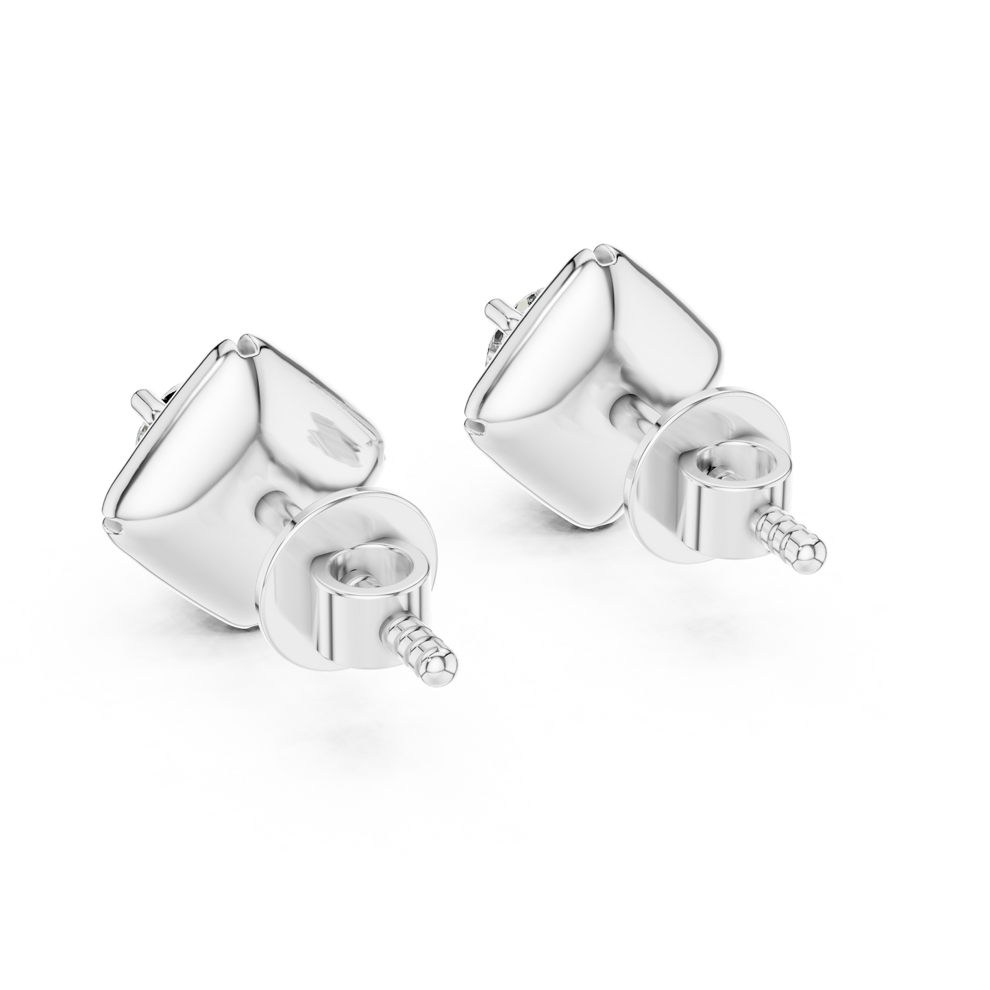 Round Lab Grown Diamond Geometric Star Stud Earrings | Modern Four-Prong Solitaire | 10K, 14K, and 18K Gold