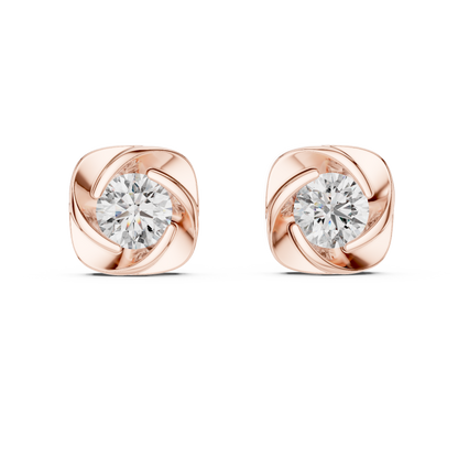 Round Lab Grown Diamond Flower Cluster Stud Earrings | Multi-Stone Floral Bloom | 10K, 14K, and 18K Gold
