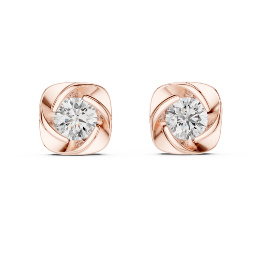Round Lab Grown Diamond Flower Cluster Stud Earrings | Multi-Stone Floral Bloom | 10K, 14K, and 18K Gold