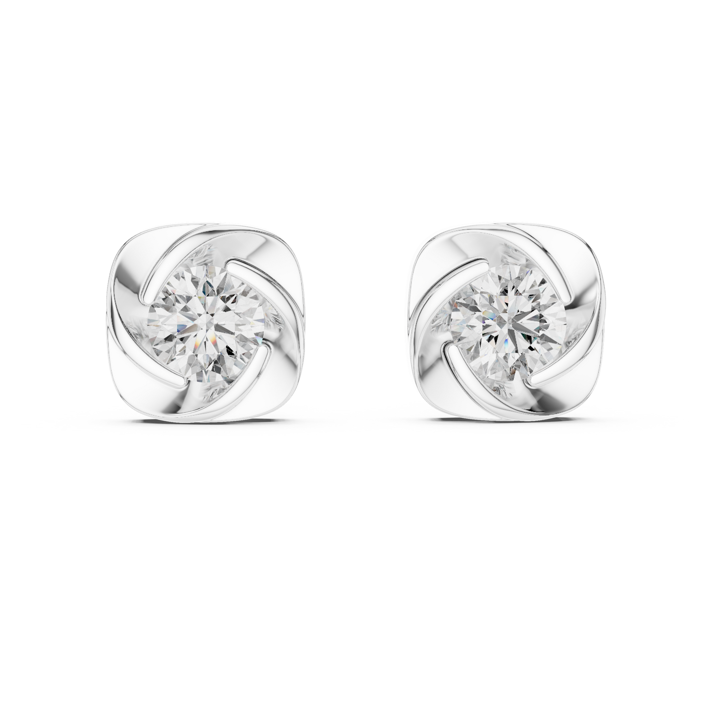 Round Lab Grown Diamond Flower Cluster Stud Earrings | Multi-Stone Floral Bloom | 10K, 14K, and 18K Gold