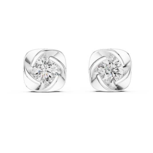 Round Lab Grown Diamond Flower Cluster Stud Earrings | Multi-Stone Floral Bloom | 10K, 14K, and 18K Gold