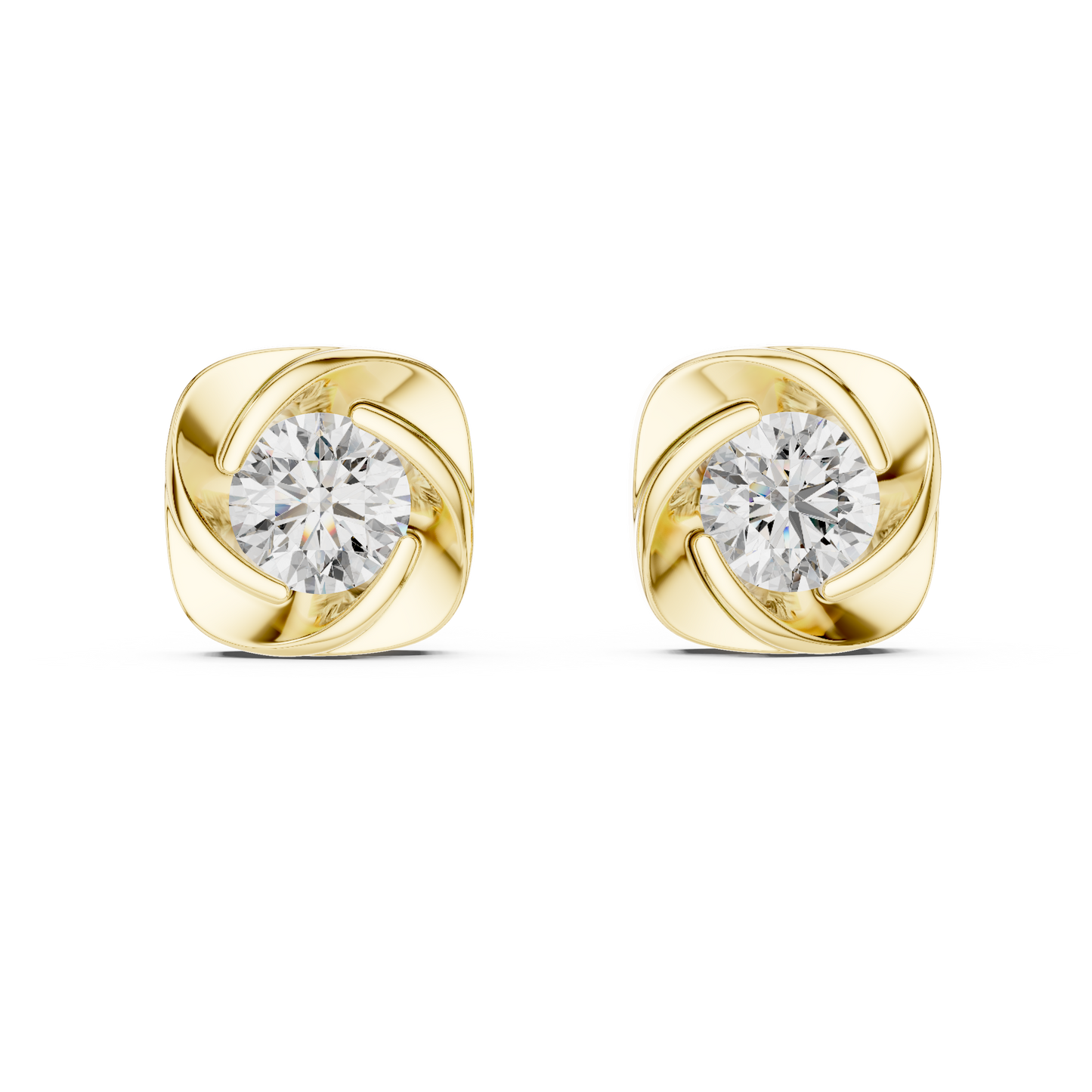 Round Lab Grown Diamond Flower Cluster Stud Earrings | Multi-Stone Floral Bloom | 10K, 14K, and 18K Gold