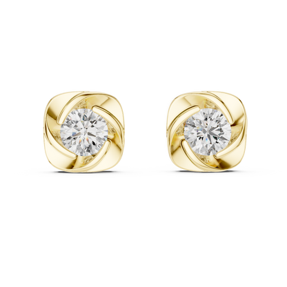 Round Lab Grown Diamond Flower Cluster Stud Earrings | Multi-Stone Floral Bloom | 10K, 14K, and 18K Gold