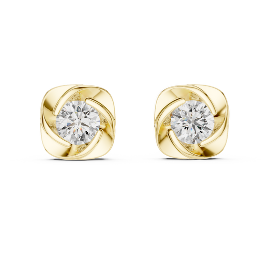 Round Lab Grown Diamond Flower Cluster Stud Earrings | Multi-Stone Floral Bloom | 10K, 14K, and 18K Gold