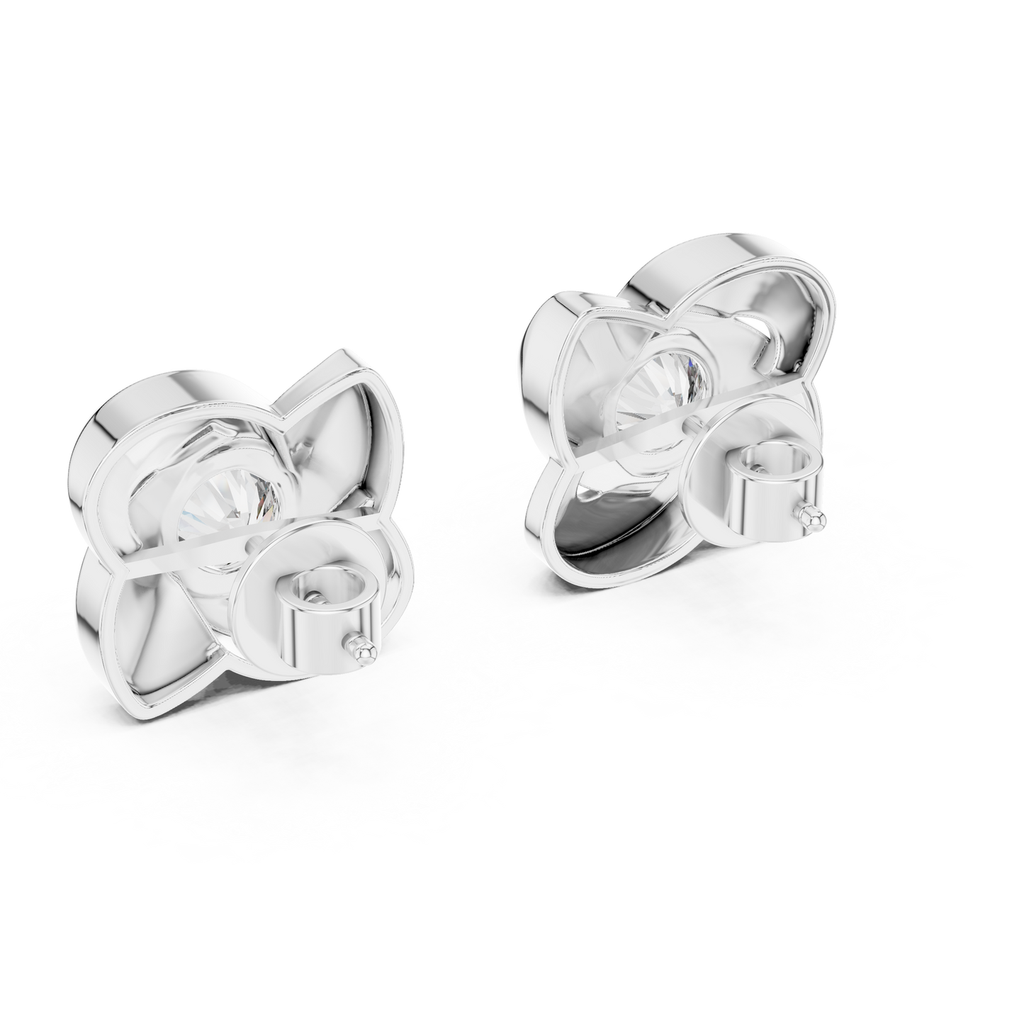 Round Lab Grown Diamond Pinwheel Stud Earrings | Modern Swirl Solitaire | 10K, 14K, and 18K Gold