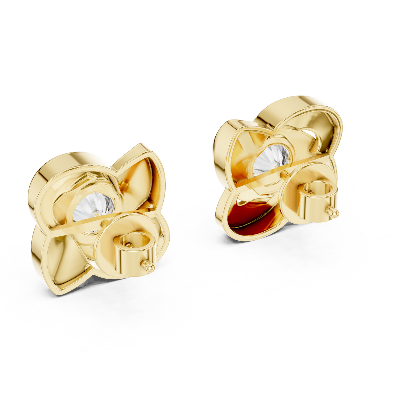 Round Lab Grown Diamond Pinwheel Stud Earrings | Modern Swirl Solitaire | 10K, 14K, and 18K Gold