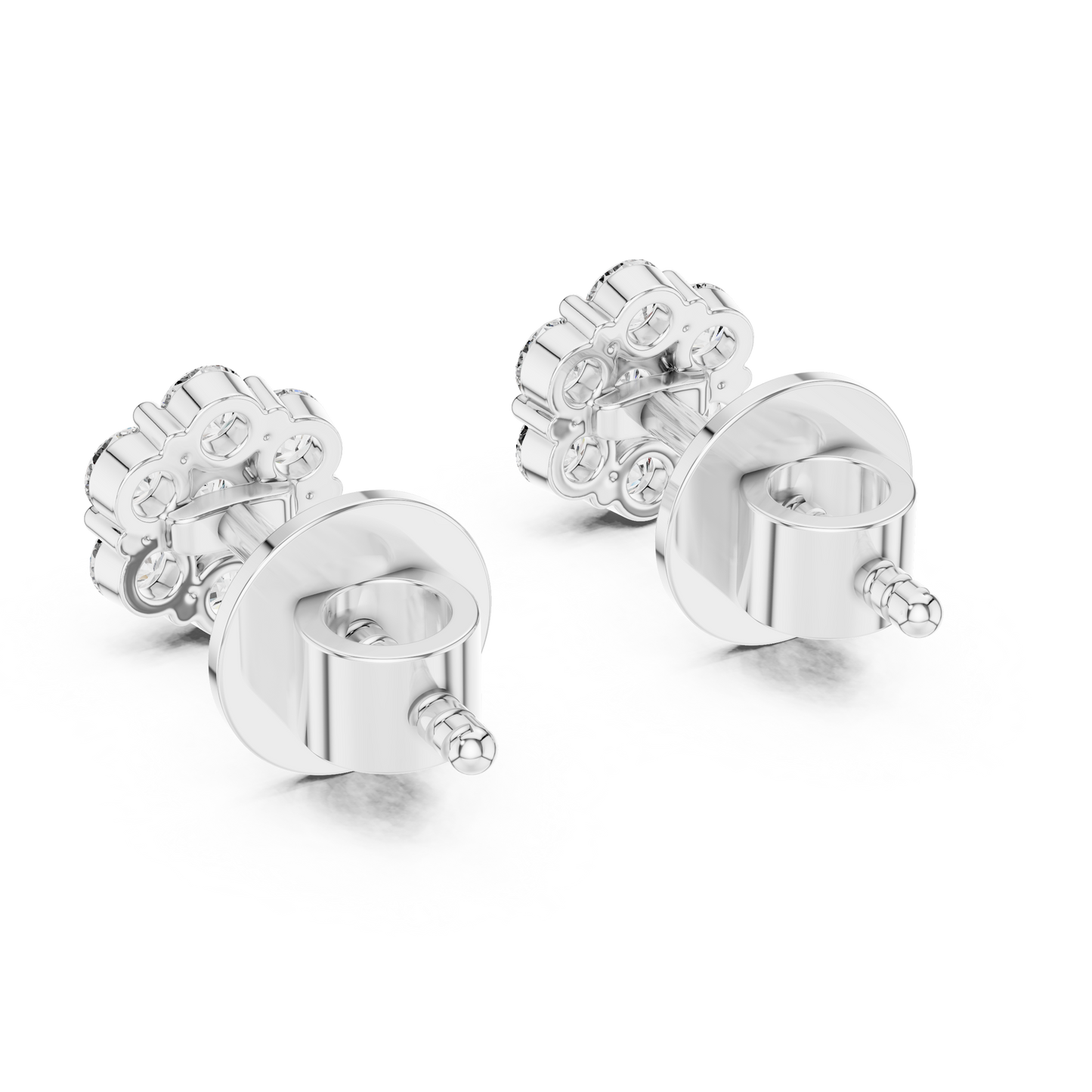 Round Lab Grown Diamond Flower Cluster Stud Earrings | Multi-Stone Floral Bloom | 10K, 14K, and 18K Gold
