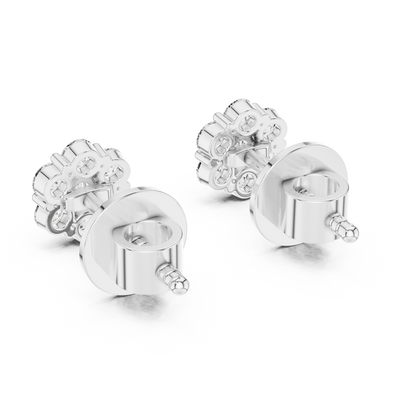 Round Lab Grown Diamond Flower Cluster Stud Earrings | Multi-Stone Floral Bloom | 10K, 14K, and 18K Gold