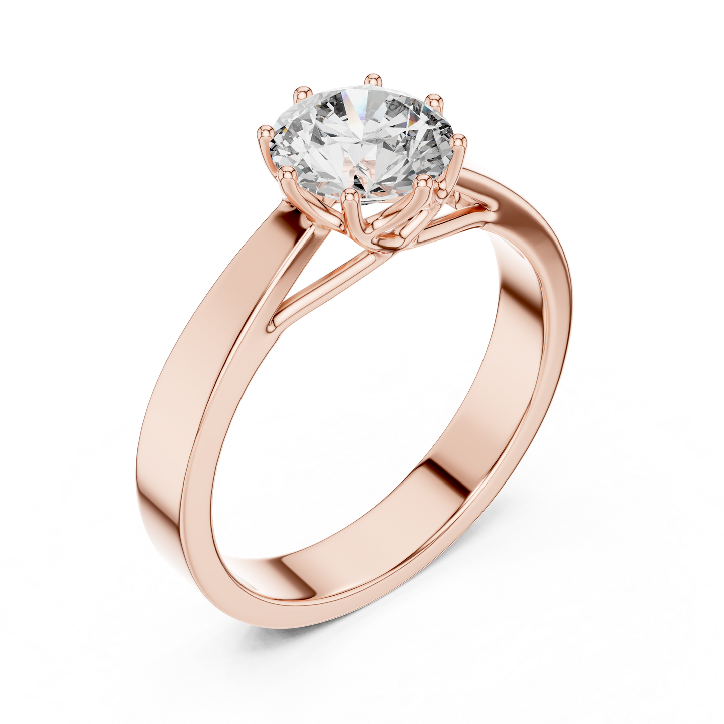 Round Lab Grown Diamond Solitaire Ring | 4-Prong Solid Gold Engagement Ring