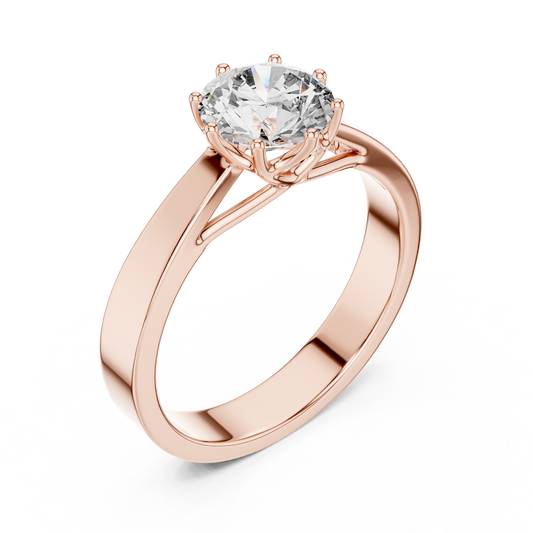 Round Lab Grown Diamond Solitaire Ring | 4-Prong Solid Gold Engagement Ring