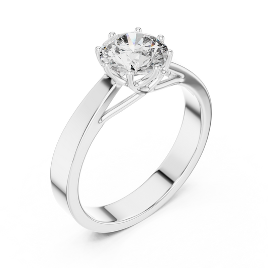 Round Lab Grown Diamond Solitaire Ring | 4-Prong Solid Gold Engagement Ring