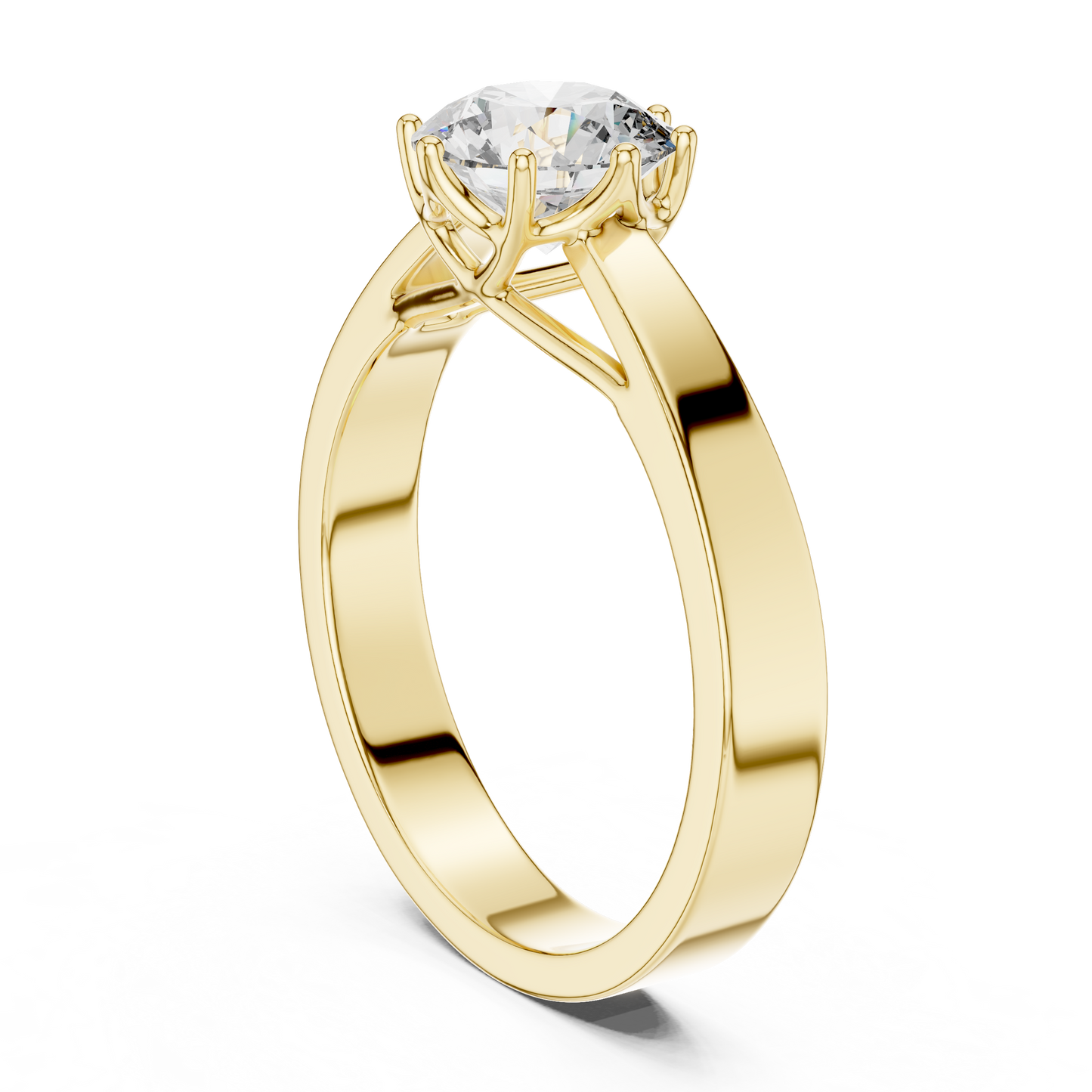 Round Lab Grown Diamond Solitaire Ring | 4-Prong Solid Gold Engagement Ring