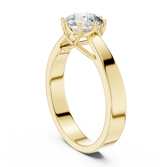 Round Lab Grown Diamond Solitaire Ring | 4-Prong Solid Gold Engagement Ring