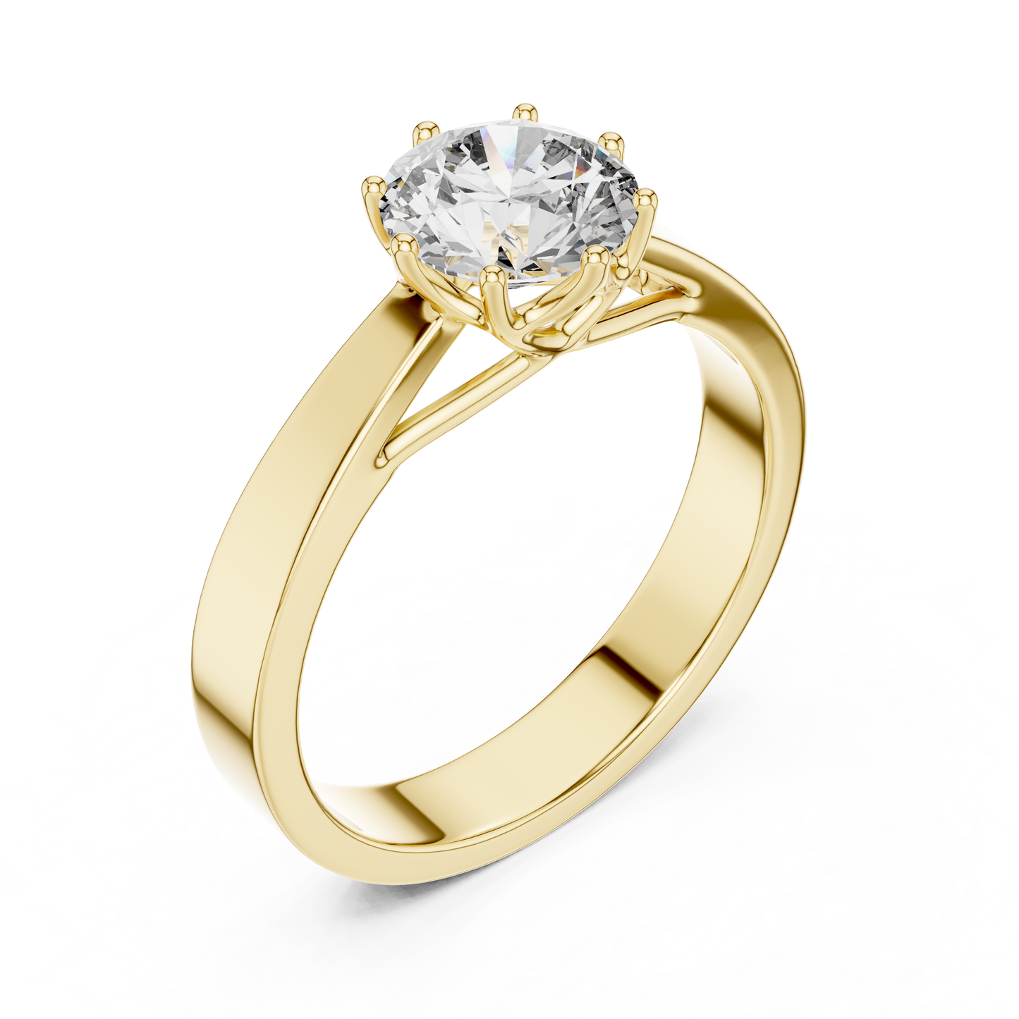 Round Lab Grown Diamond Solitaire Ring | 4-Prong Solid Gold Engagement Ring