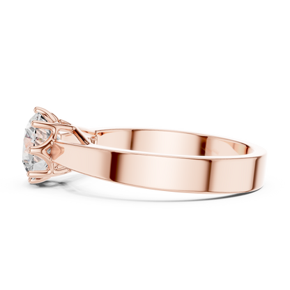 Round Lab Grown Diamond Solitaire Ring | 4-Prong Solid Gold Engagement Ring