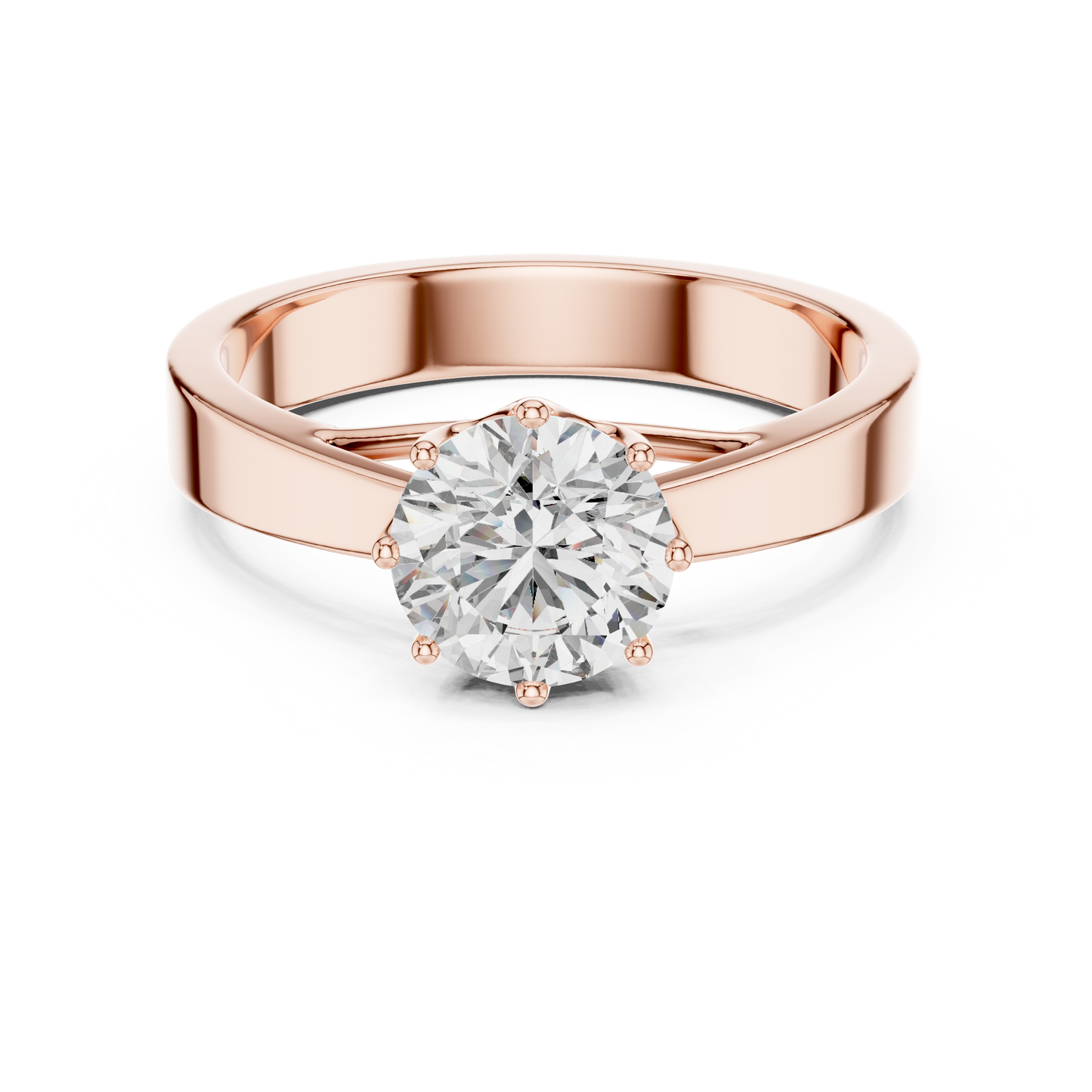 Round Lab Grown Diamond Solitaire Ring | 4-Prong Solid Gold Engagement Ring