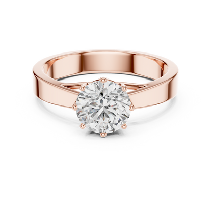 Round Lab Grown Diamond Solitaire Ring | 4-Prong Solid Gold Engagement Ring