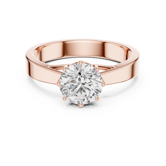 Round Lab Grown Diamond Solitaire Ring | 4-Prong Solid Gold Engagement Ring